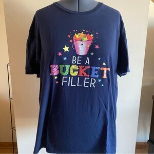 “Be A Bucket Filler” Navy Blue Adult Unisex Stretch Graphic Tee T-Shirt, sz 3XL